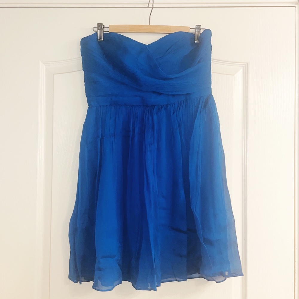 Jcrew Size 12 P blue crinkle chiffon party dress
